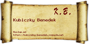 Kubiczky Benedek névjegykártya